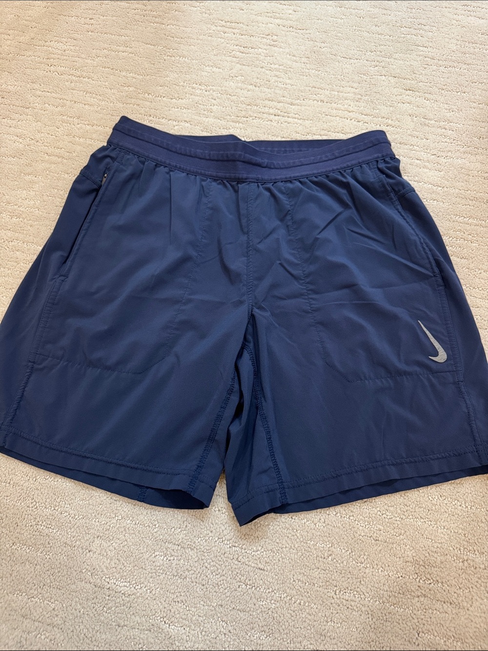 Nike Men's Navy Blue Training Shorts with Reflective Swoosh 7” Inseam